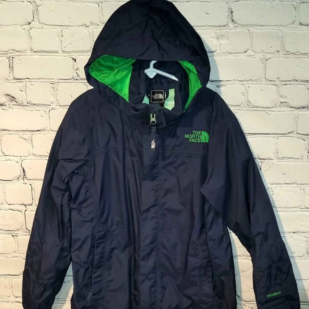 The North Face Boys S (7/8) Blue HyVent Hooded Rain Jacket